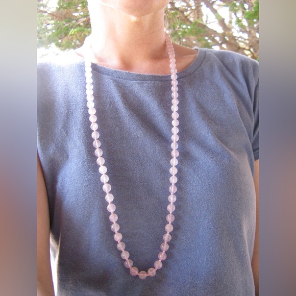 Vintage Rose Quartz Crystal Necklace - Picture 7 of 7